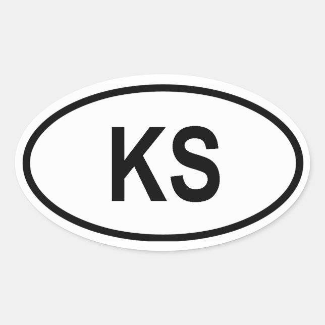 Pegatina Ovalada Kansas "KS" (Anverso)