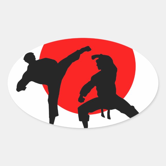 Pegatina Ovalada Karate Japón (Anverso)