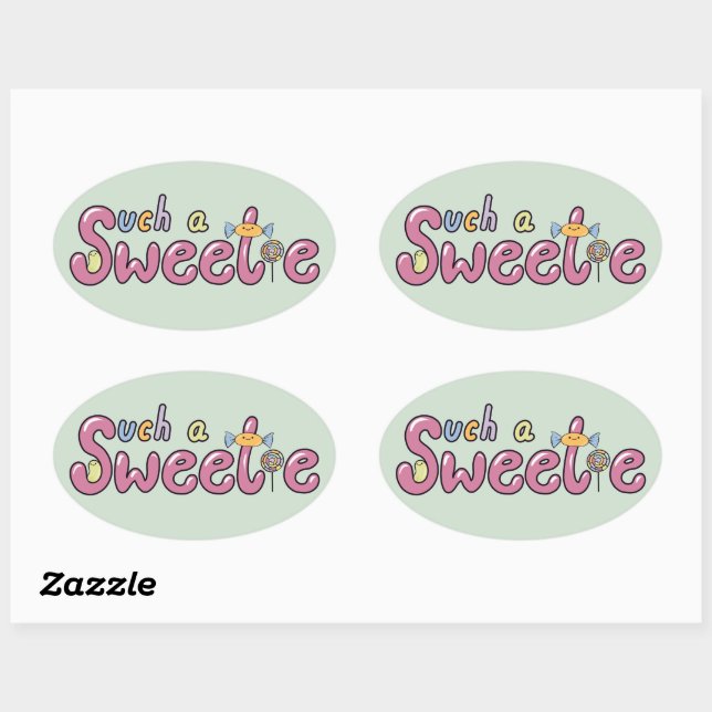 Pegatina Ovalada Kawaii Candy Themed Motif (Hoja)