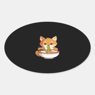 Pegatina Ovalada Kawaii ramen shiba inu regalo de amante de los f