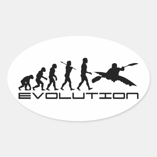 Pegatina Ovalada Kayak Kayaking Water Sport Evolution Art (Anverso)