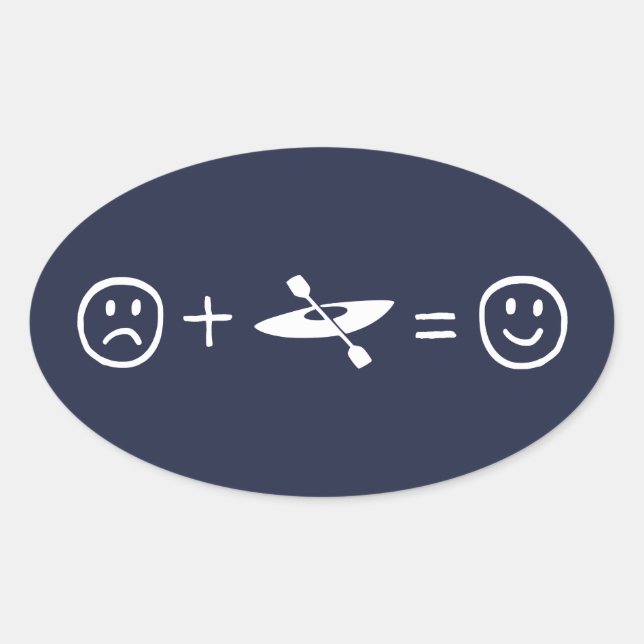 Pegatina Ovalada Kayaking te hace feliz (Anverso)