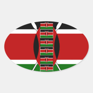 Pegatina Ovalada Kenya Seamless Flags Borde tramas de arte