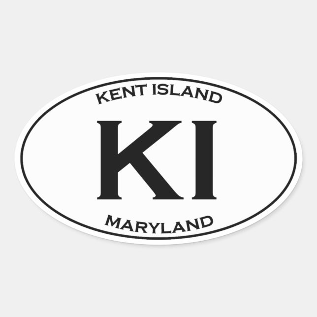 Pegatina Ovalada KI - Isla Kent Maryland (Anverso)