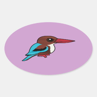 Pegatina Ovalada Kingfisher de garganta blanca