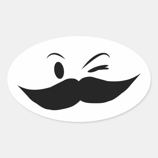 Pegatina Ovalada Kinky Mustache (Anverso)