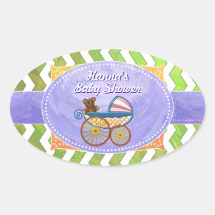 Pegatina Ovalada Kiwi Bash Green Chevron Baby Stuts