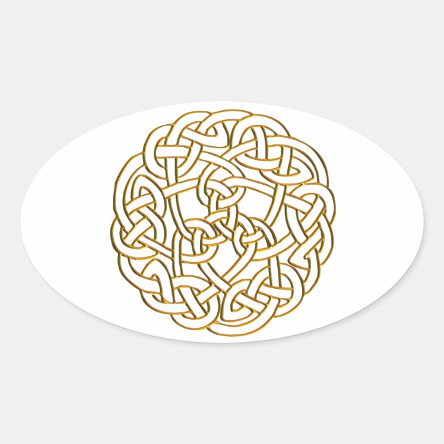 Pegatina Ovalada Knot Celtic de oro (Anverso)