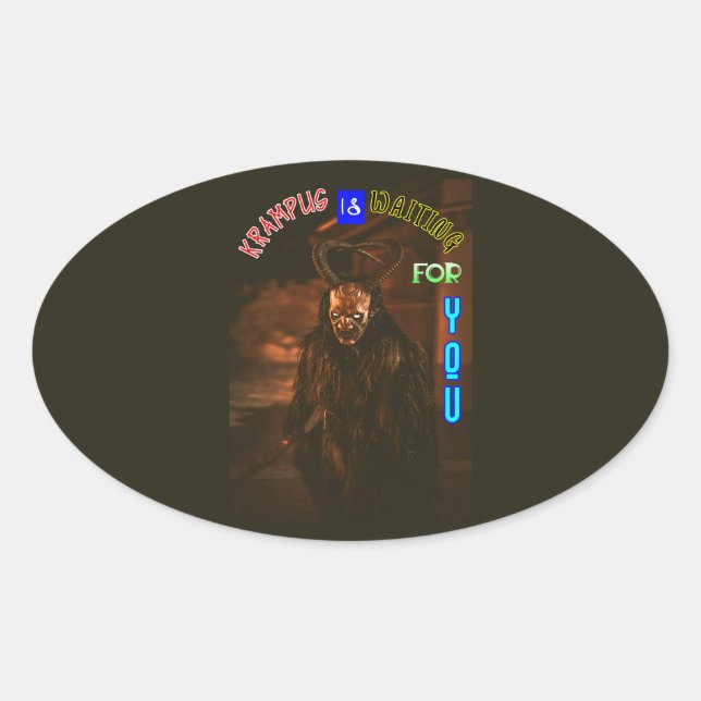 Pegatina Ovalada Krampus Te Espera Diciembre Krampusnacht (Anverso)