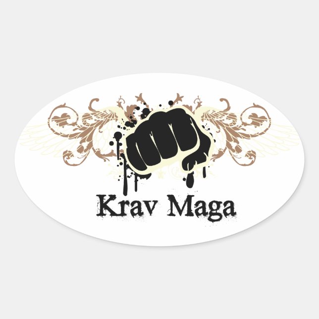 Pegatina Ovalada Krav Maga Punch (Anverso)