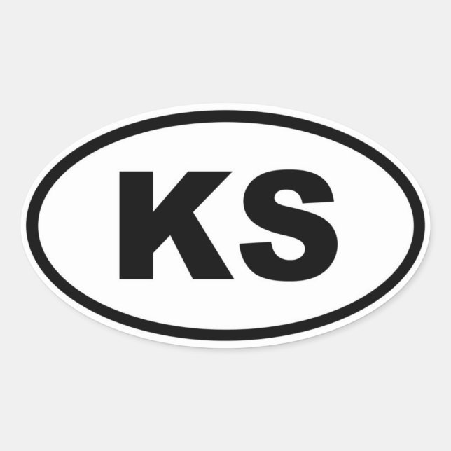 Pegatina Ovalada KS Kansas (Anverso)