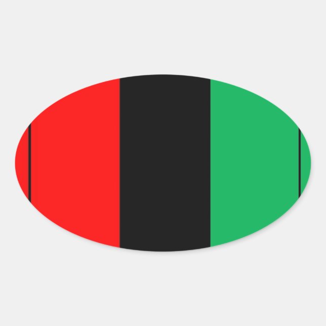 Pegatina Ovalada Kwanzaa Colores Rojo Black Stripes Patrón (Anverso)