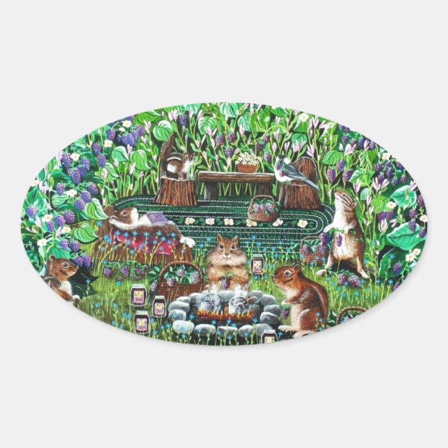 Pegatina Ovalada La alegría de la represa (Anverso)