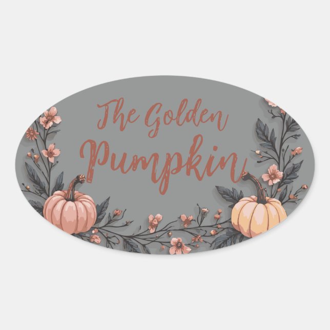 Pegatina Ovalada La Calabaza Dorada (Anverso)