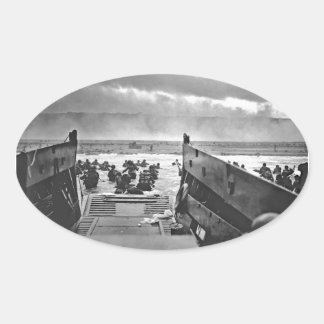 Pegatina Ovalada La invasión normanda en el Día D - 1944