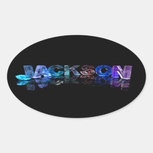 Pegatina Ovalada La Jackson conocida en 3D se enciende (la