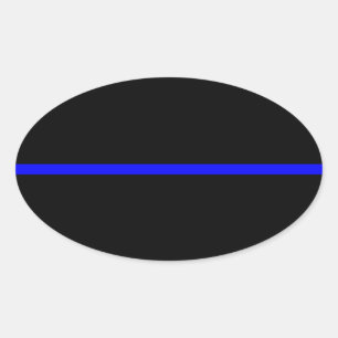 Pegatina Ovalada La línea azul simbólica delgada horizontal negra
