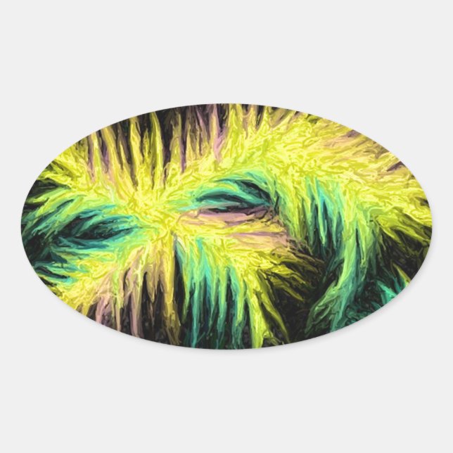 Pegatina Ovalada La luz como un diseño de pluma (Anverso)