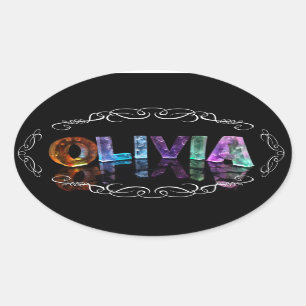 Pegatina Ovalada La Olivia conocida - nombre en las luces