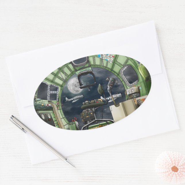 Pegatina Ovalada La opinión del bombardero B-17 (Sobre)