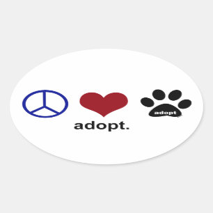 Pegatina Ovalada La paz, amor, adopta