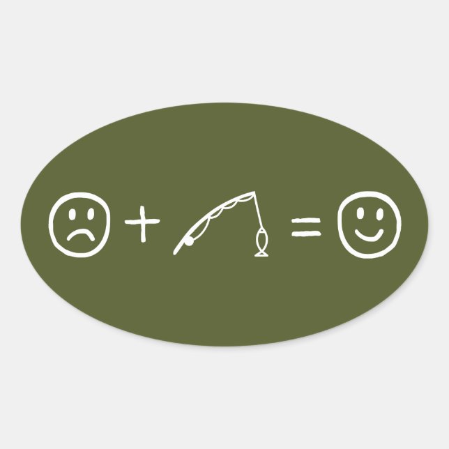 Pegatina Ovalada La pesca te hace feliz (Anverso)