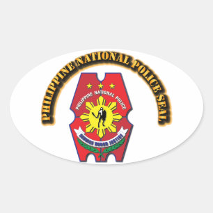 Pegatina Ovalada La policía nacional filipina sella con el texto