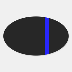 Pegatina Ovalada La simbólica delgada línea azul en negro