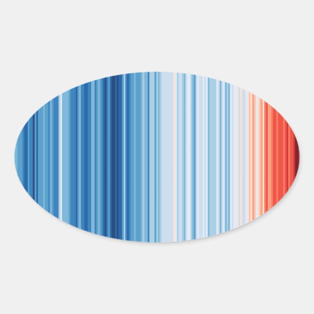 Pegatina Ovalada La temperatura del calentamiento global aumenta el (Anverso)