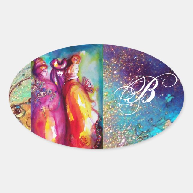 Pegatina Ovalada LA TERCERA MÁSCARA , Monograma (Anverso)