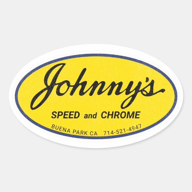 Pegatina Ovalada La velocidad y el cromo de Johnny (Anverso)