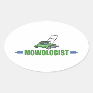 Pegatina Ovalada La yarda del césped que siega, siega los céspede