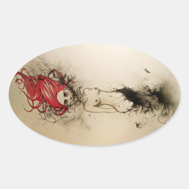 Pegatina Ovalada Lady Lazarus (Anverso)