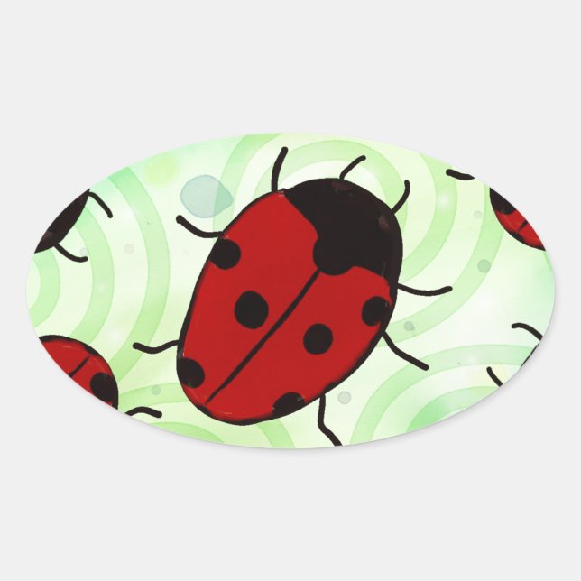 Pegatina Ovalada Ladybug (Anverso)