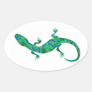 Pegatina Ovalada Lagarto Verde
