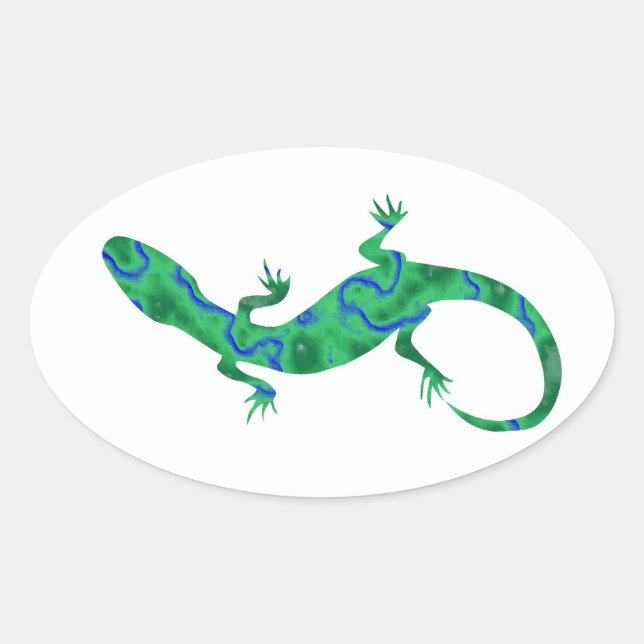Pegatina Ovalada Lagarto Verde (Anverso)