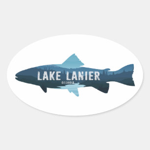 Pegatina Ovalada Lago Lanier Peces Georgia