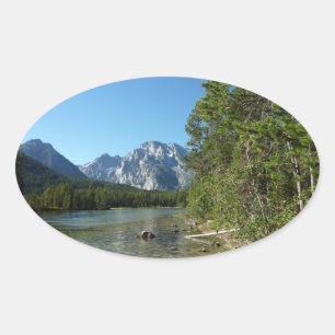 Pegatina Ovalada Lago Leigh en el Parque Nacional Grand Teton