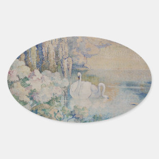 Pegatina Ovalada Lago Swan