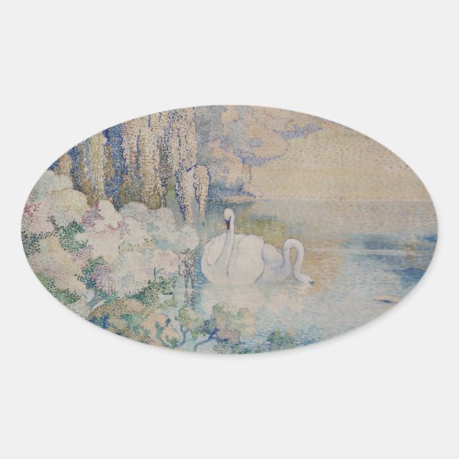 Pegatina Ovalada Lago Swan (Anverso)