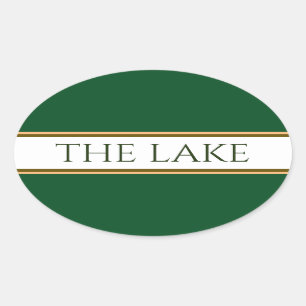 Pegatina Ovalada LAKE Retro Camp Green White Carreras Stripes