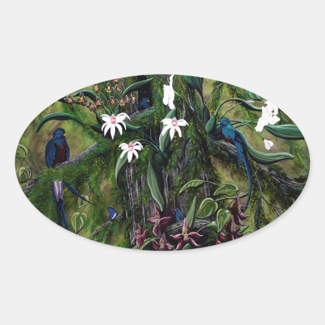 Pegatina Ovalada Las selvas de Tikal (Anverso)