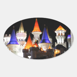 Pegatina Ovalada Las Vegas Castle Hotel Gaming Vegas City Colorous