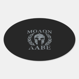 Pegatina Ovalada Laureles espartanos del guerrero de Molon Labe