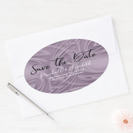 Pegatina Ovalada Lavanda vieja y elegante golpea "Save the Date"