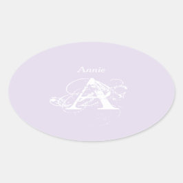 Pegatina Ovalada Lavender Elegante Moderno Typografía Simple Monogr