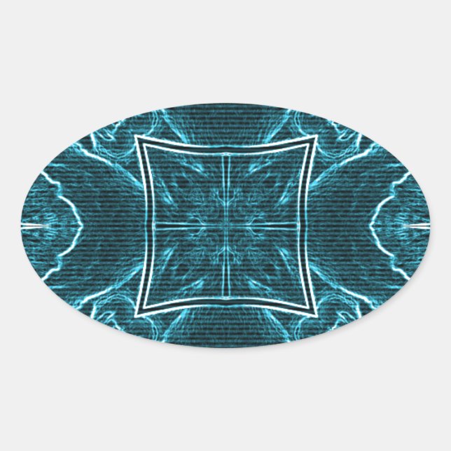 Pegatina Ovalada Leones comparten arte Imprimir (Anverso)