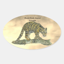 Pegatina Ovalada Leopardo nublado pintado a mano