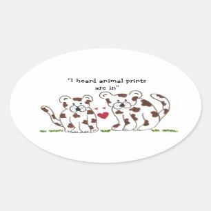 Pegatina Ovalada Leopardos de dibujos animados con dicho gracioso