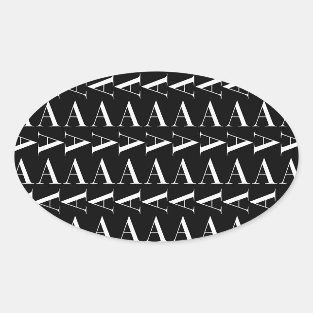 Pegatina Ovalada Letra inicial A de monograma (Anverso)